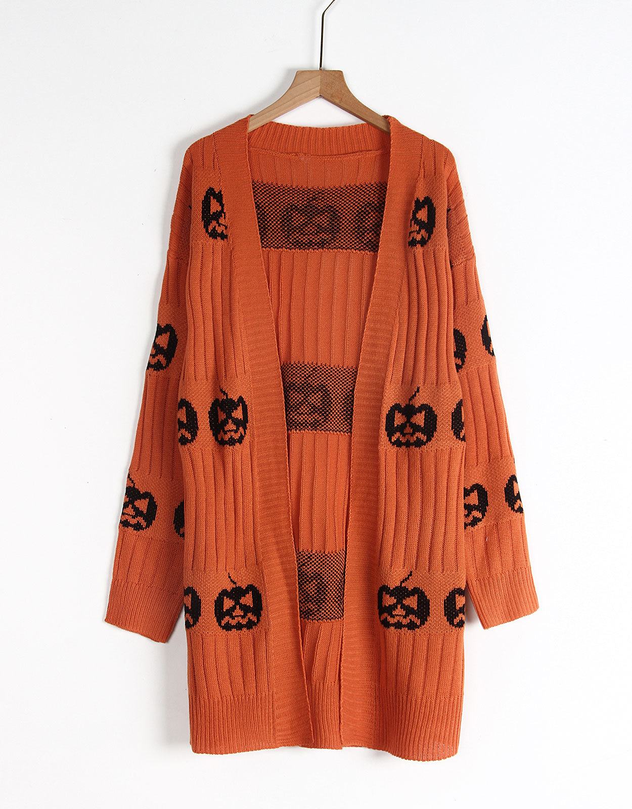 Halloween Knit Cardigan Womens Long Open Front Sweater Holiday Outerwear Coat